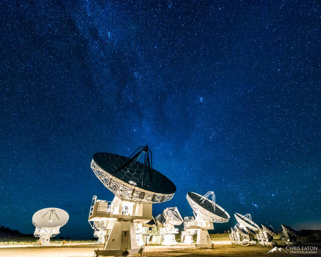 The Milky Way above the CARMA radio telescope.