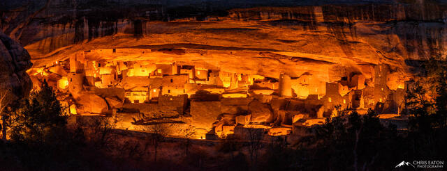 Christmas Lumunaria at Cliff Palace in Mesa Verde National Park.