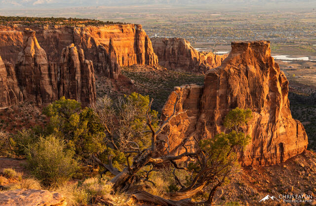 Colorado National Monument, Grand View, Independence Monument, Kayenta Formation, Wingate Sandstone, geology, sunrise