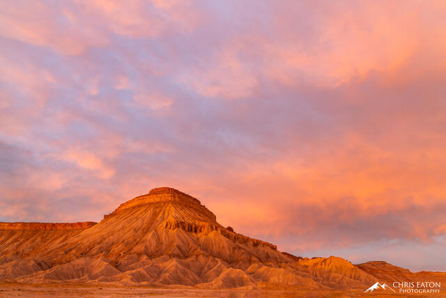 Book Cliffs, Mancos Shale, Mesa Verge Group, Mt. Garfield, badlands, clouds, erosion, sunset