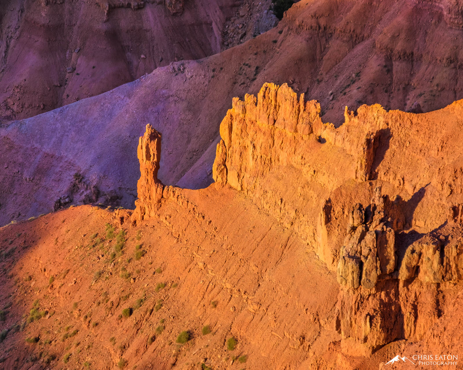 As the sun sets on Cedar Breaks National Monument, it paints the hoodoos and ridges within the amphitheatre of eroded Claron...